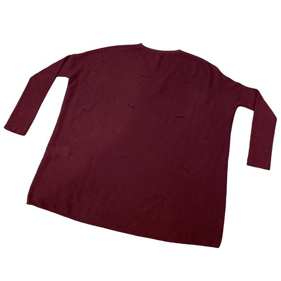 GENTRY PORTOFINO Burgundy 100% Cashmere Sweater Very Oversized - Picture 2 of 9